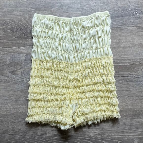 Vtg Yellow Ruffled Bloomer CRUISIN Pettipants Shorts Sz L N-29 Western Coquette - Picture 2 of 8
